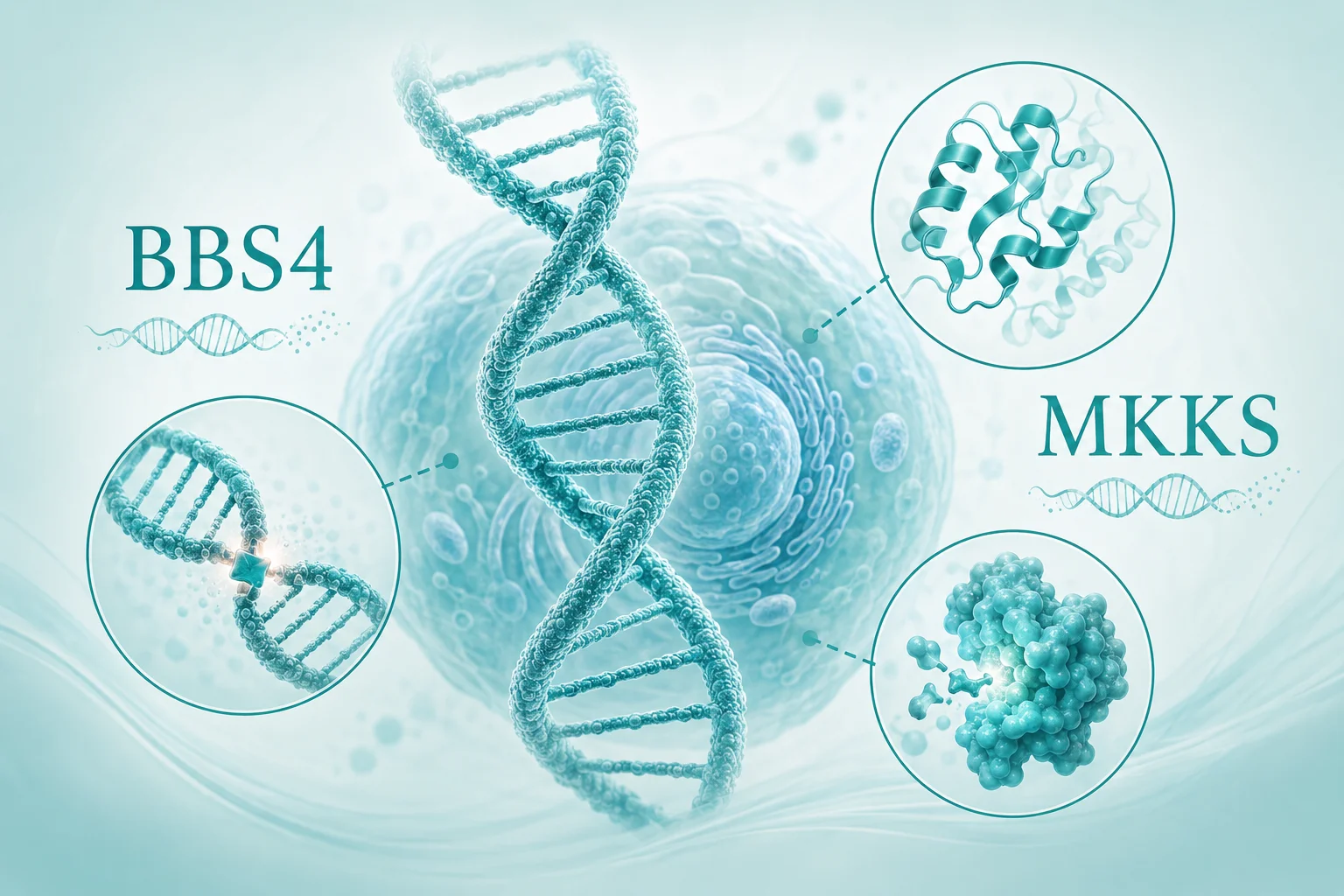 Bardet-biedl 综合征 - gene testing DNA helix chromosome medical illustration