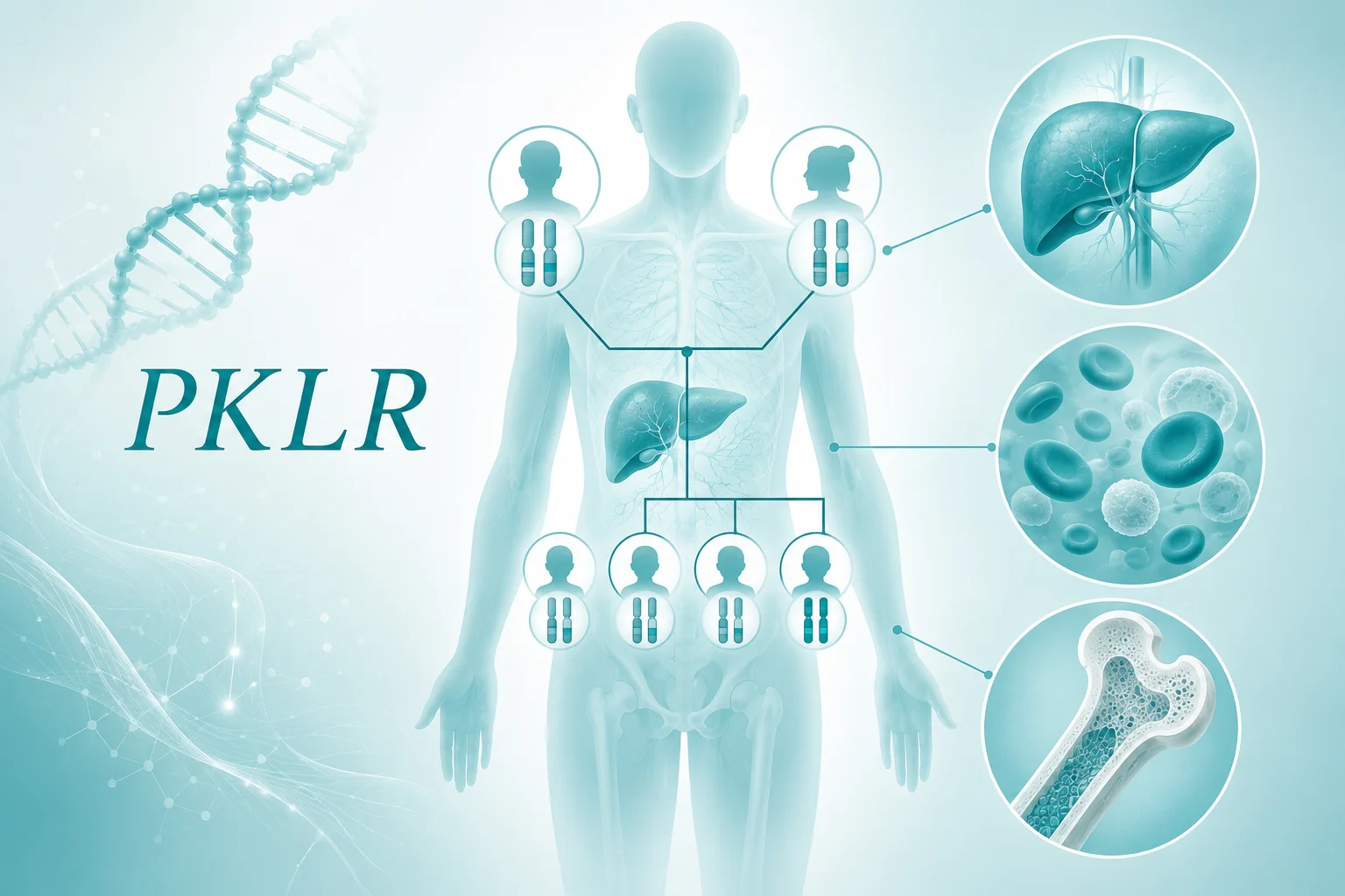 丙酮酸激酶缺乏症 - 常染色体隐性遗传模式图
