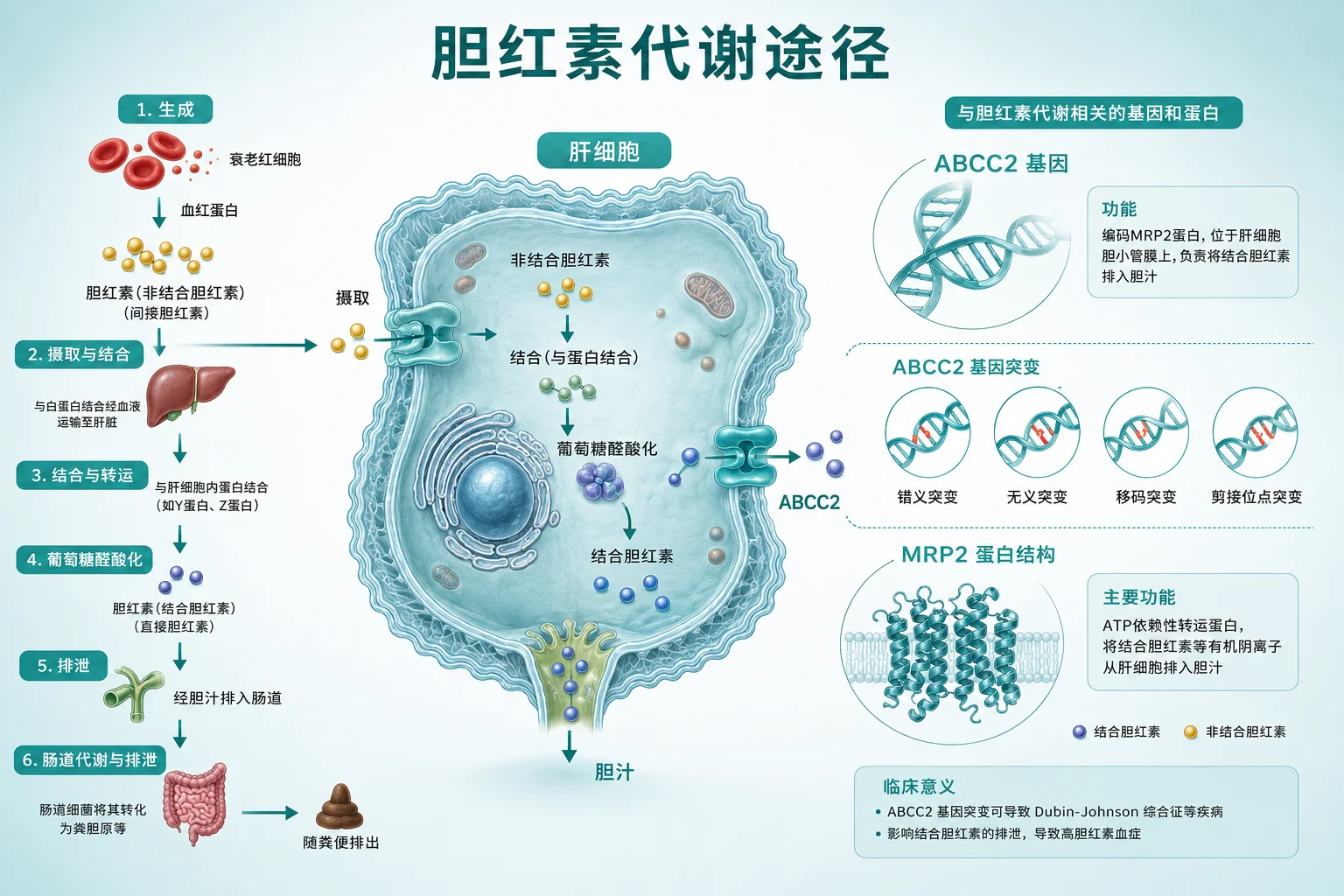 Dubin-Johnson 综合征 - 胆红素代谢通路