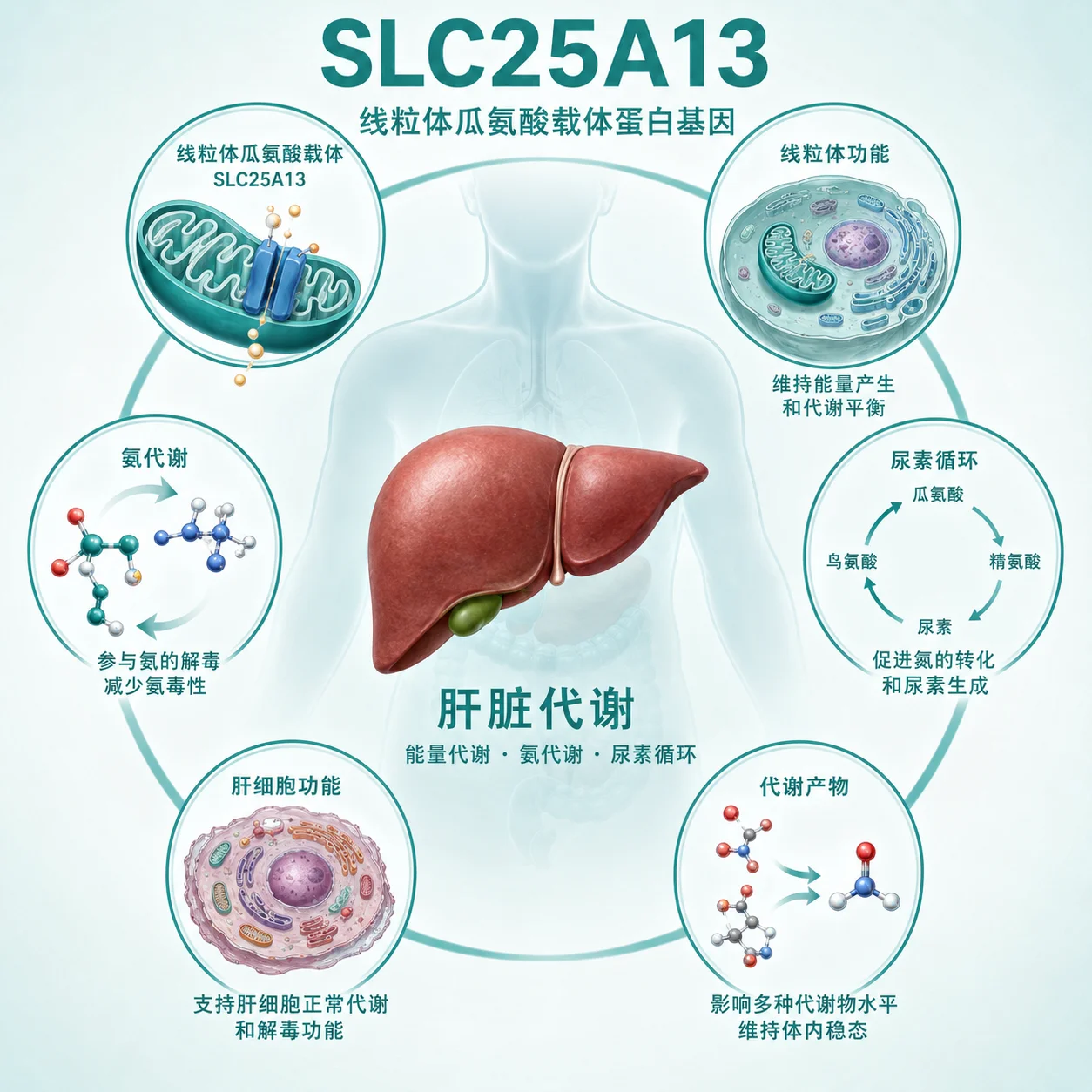 瓜氨酸血症2 型（成人型 / 新生儿型希特林缺乏症II 型） - 肝脏代谢示意图