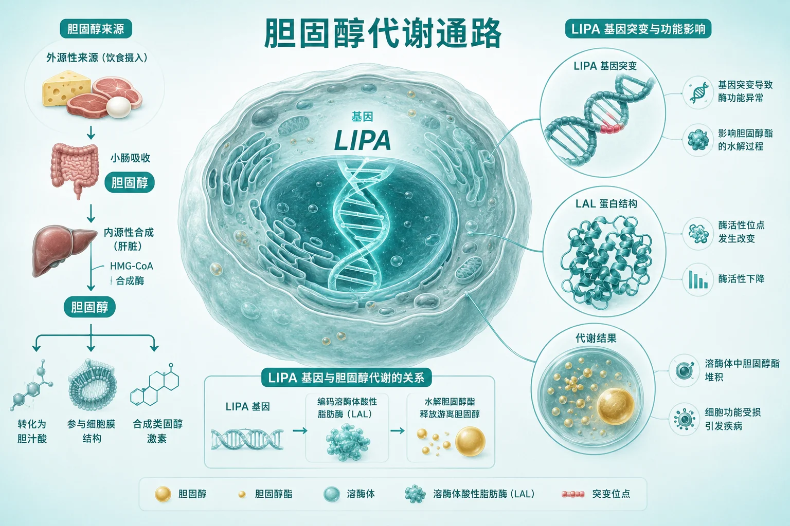 胆固醇酯贮积病 - 胆固醇代谢路径图