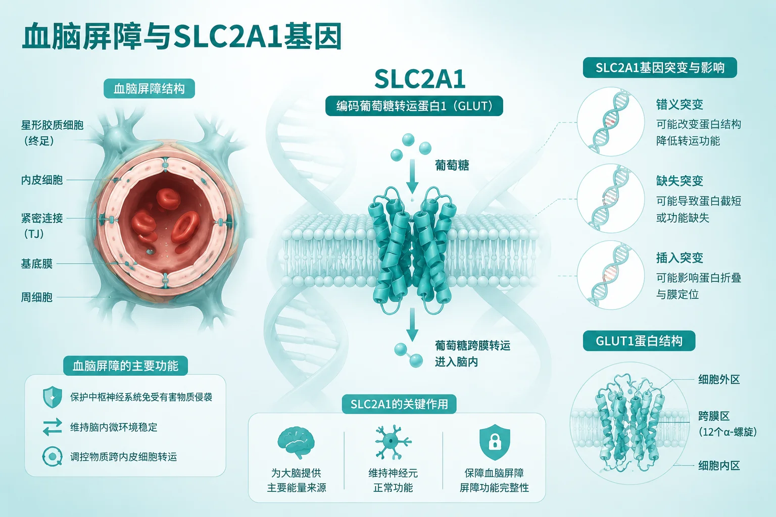 葡萄糖转运蛋白1 缺陷综合征 - 血脑屏障与葡萄糖转运