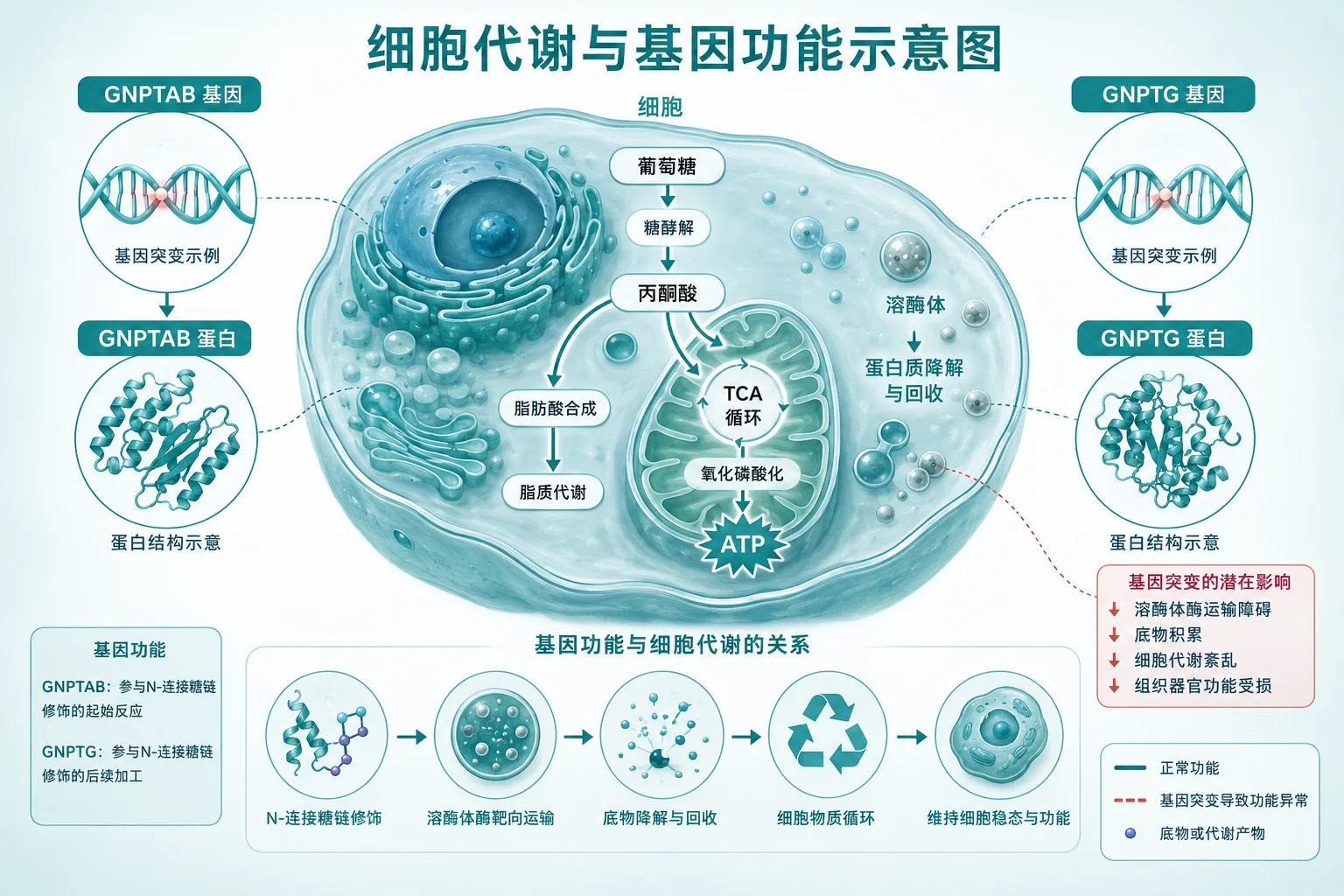 黏脂质贮积症 - 细胞代谢示意图