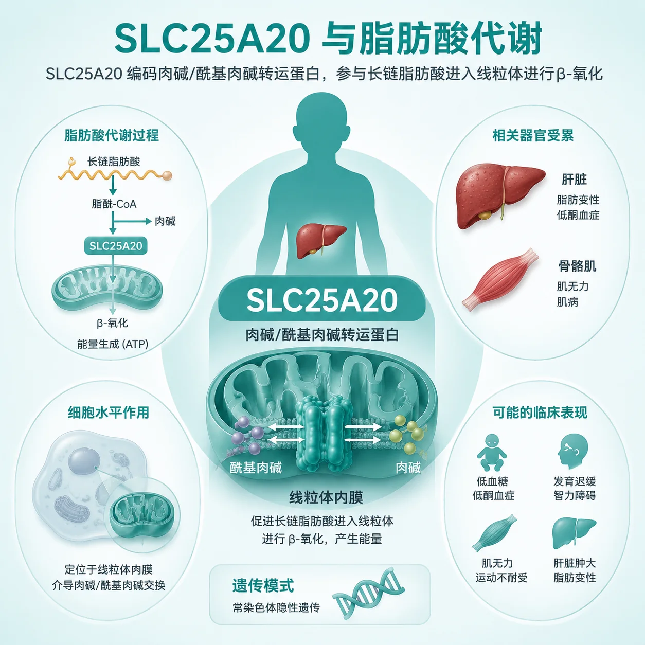 肉碱酰基转移酶缺乏症 - 脂肪酸代谢示意图
