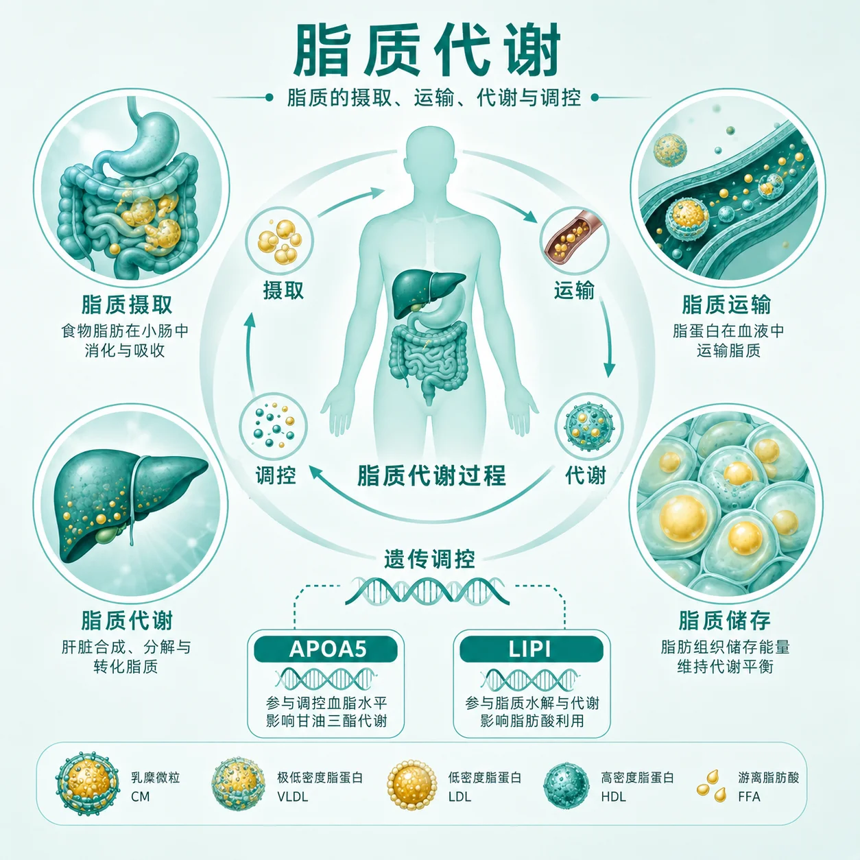 家族性高甘油三酯血症 - 血脂代谢示意图