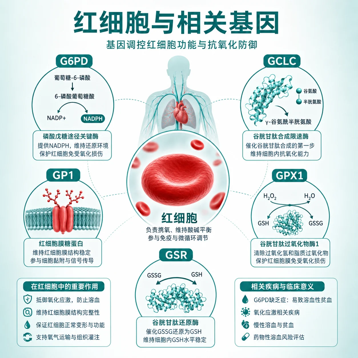 各种红细胞脑缺氧导致的溶血性贫血 - 红细胞 溶血示意图 基因检测 DNA双螺旋 遗传咨询