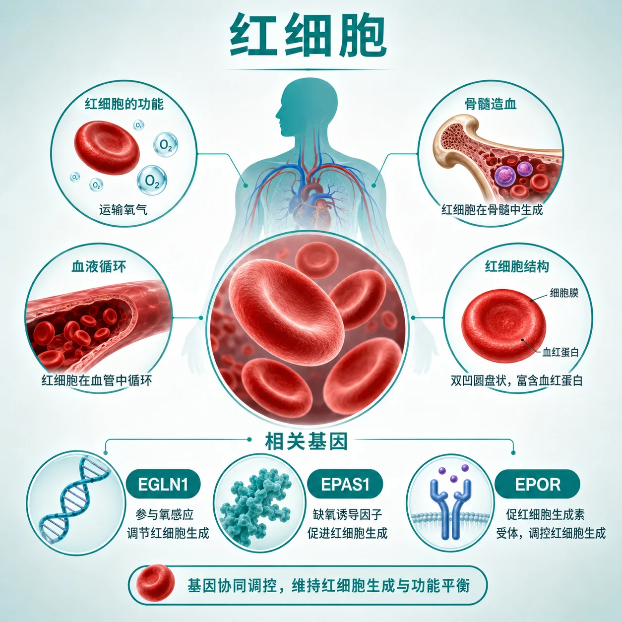 家族性红细胞增多症 - 红细胞增多示意